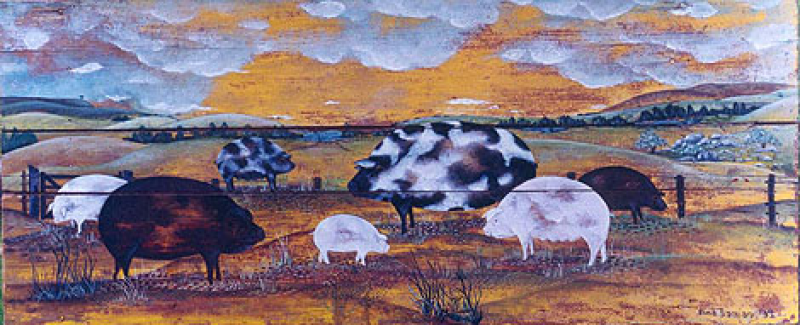 Paisaje con cerdos